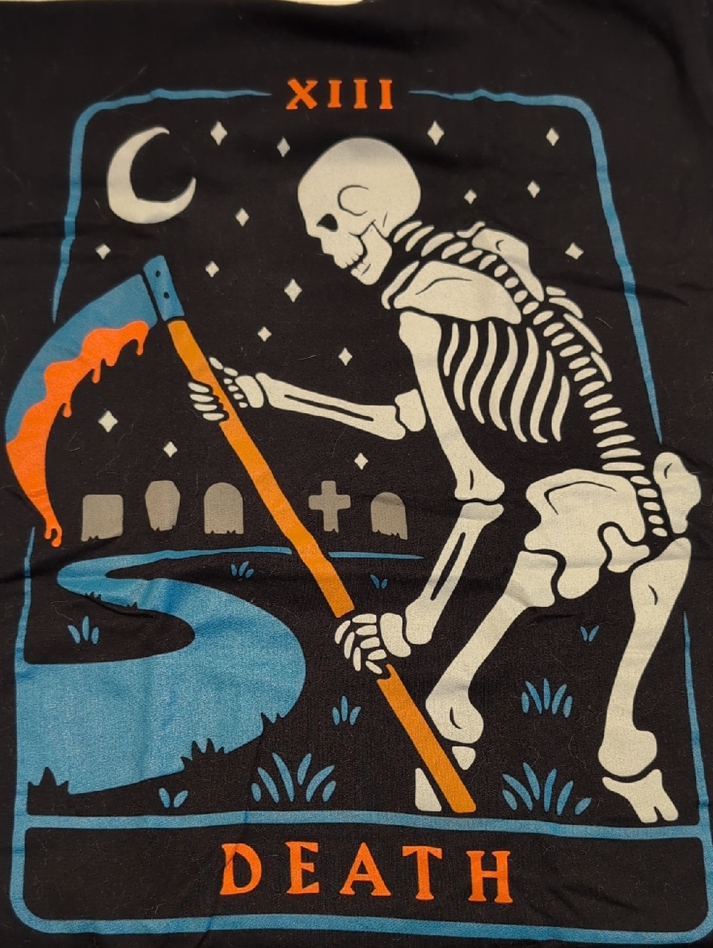 Wicked Black Women's Graphic Tee with Blue, White & Orange Print